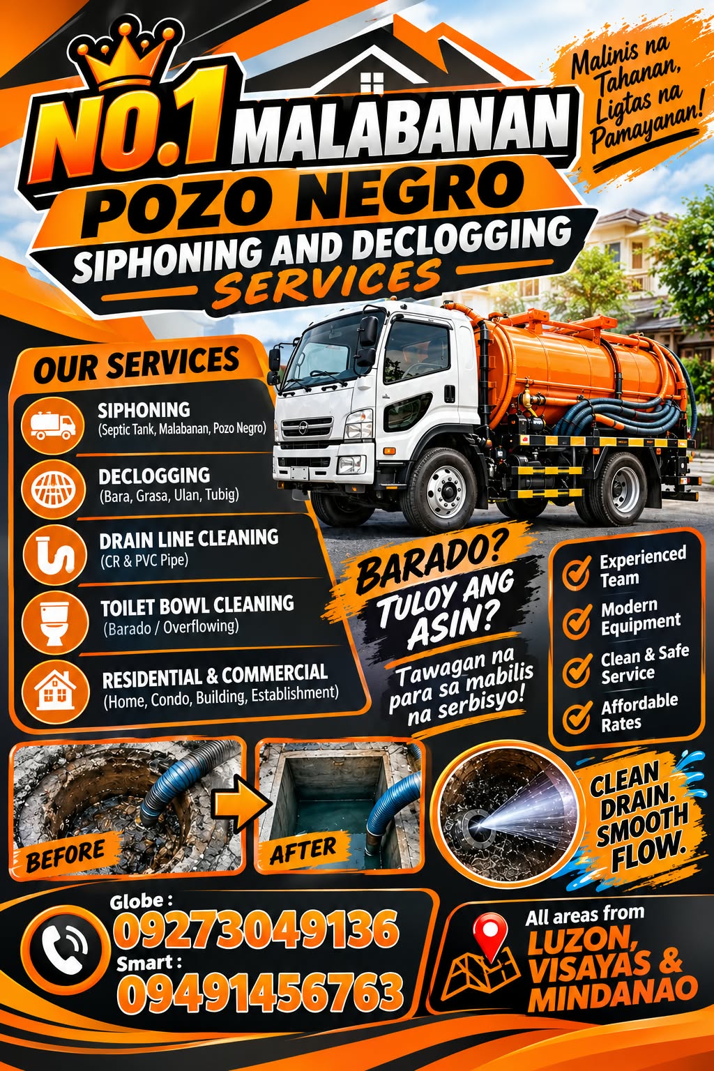 NO.1 MALABANAN CABUYAO  09273049136  POZO NEGRO SIPHONING & DECLOGGING SERVICES
