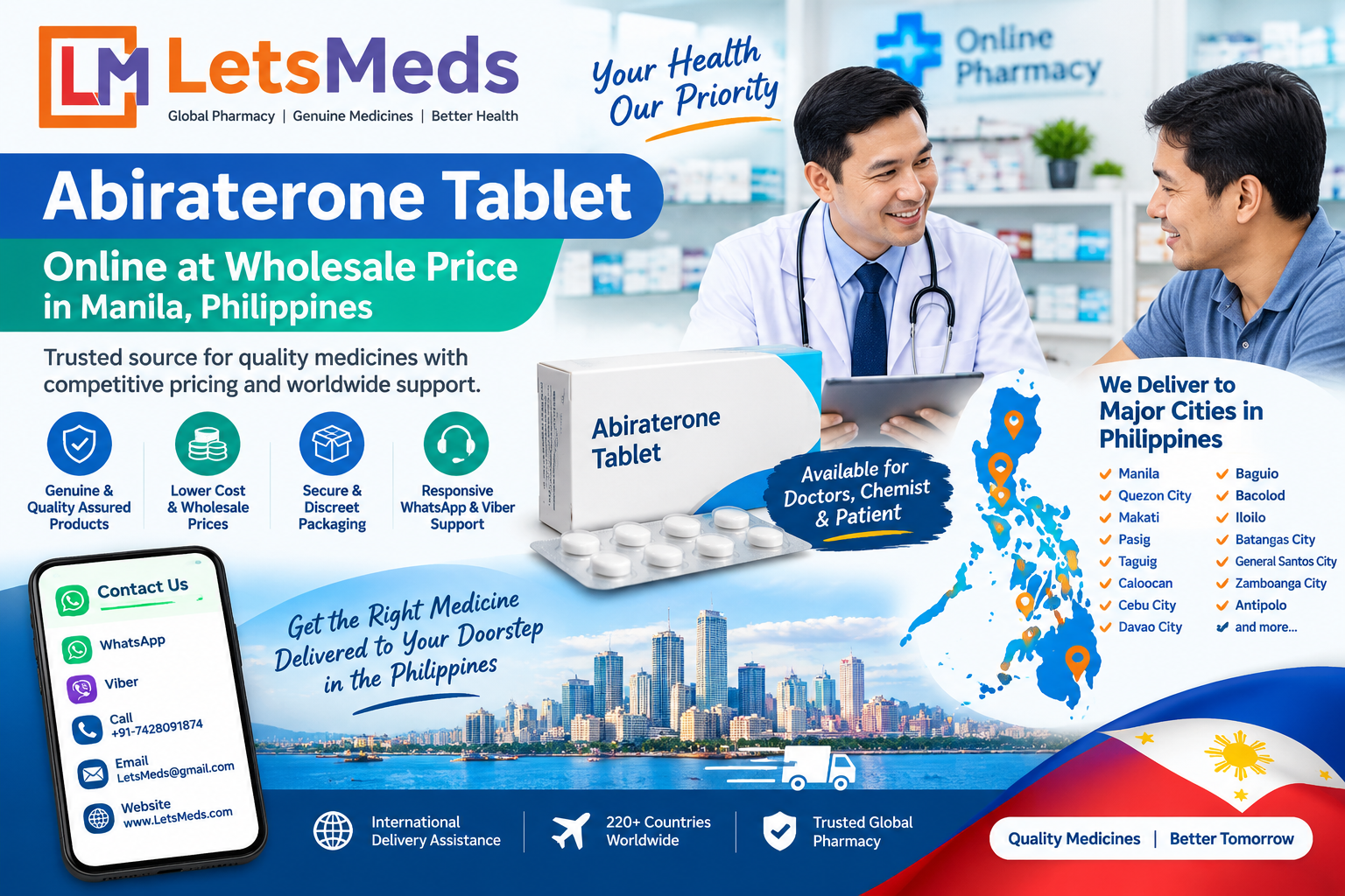 Purchase Abiraterone Tablet Online at Wholesale Price in Makati City Philippines