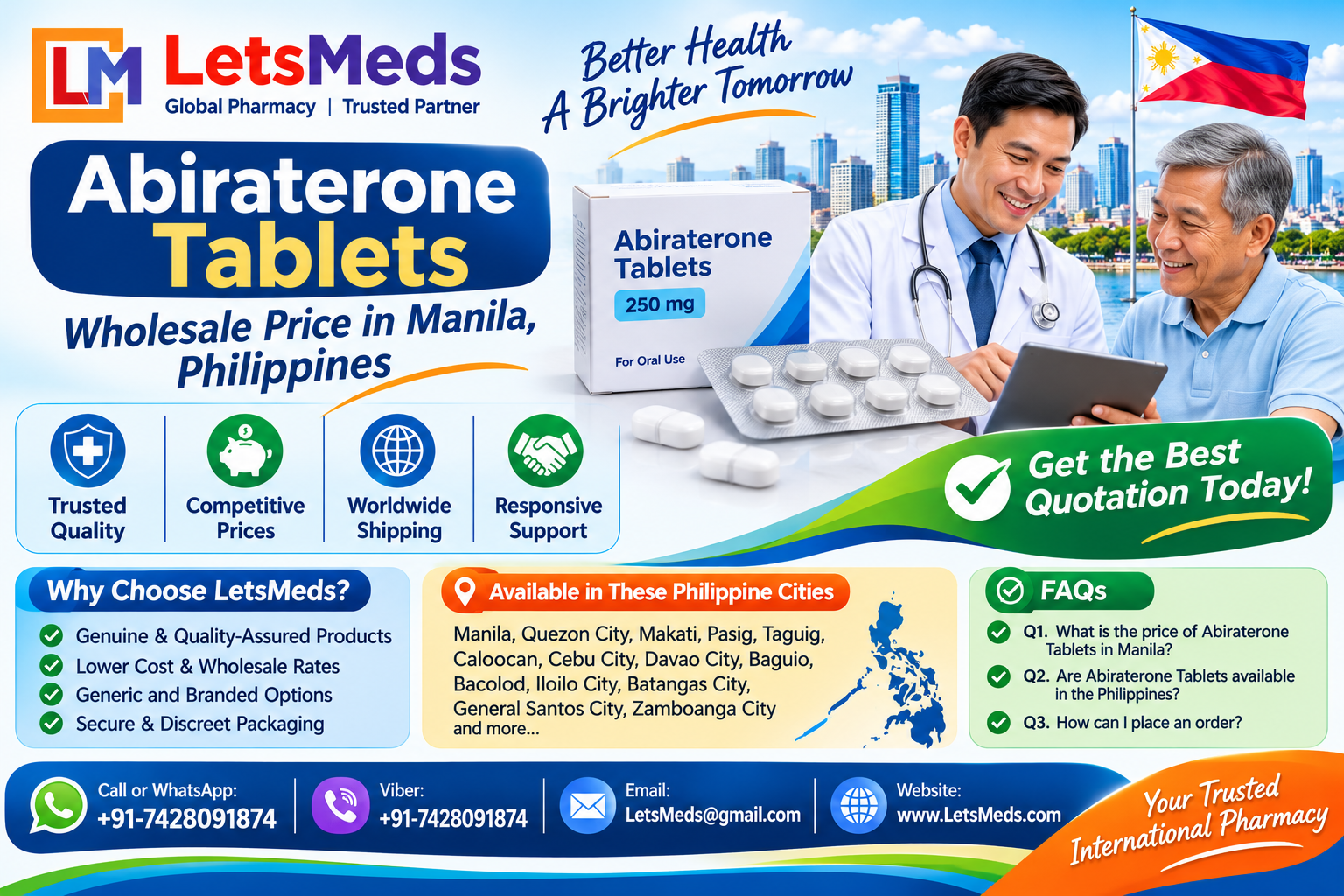 Abiraterone tablet prices in the Philippines
