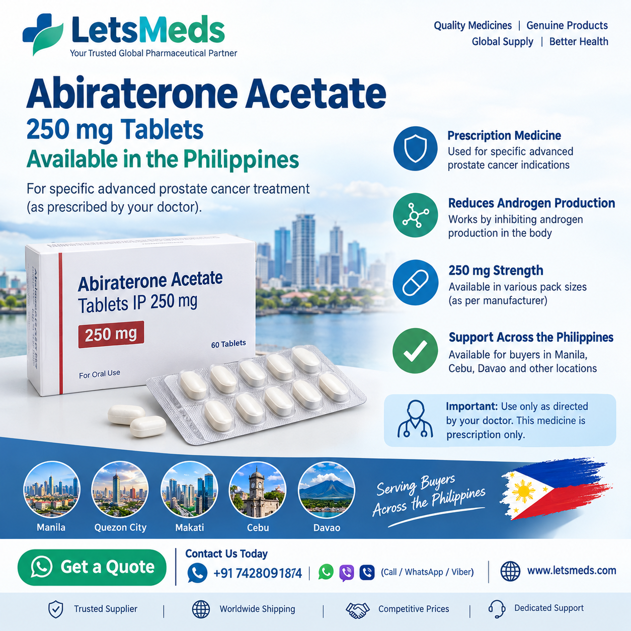 Abiraterone Price Philippines | Abiraterone Acetate 250 mg In Metro Manila